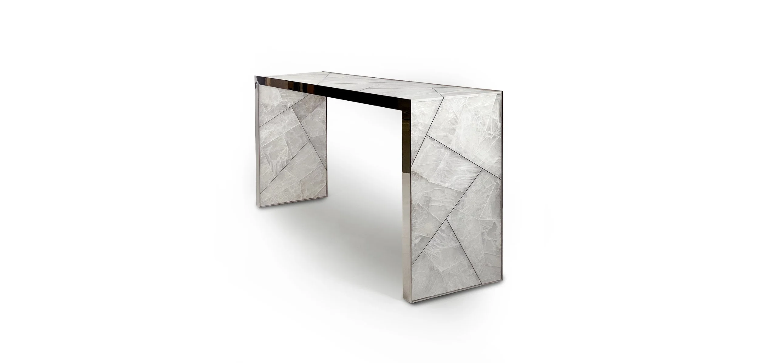 Mosaic Console Selenite and Nickel — Newell Design Studio